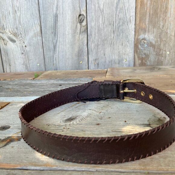 MICHAEL Michael Kors Brown Leather Whipstitch Belt with Fringe Size Small - Picture 8 of 9
